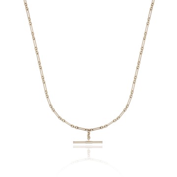 9ct Yellow Gold Paperclip Chain T-Bar Necklace