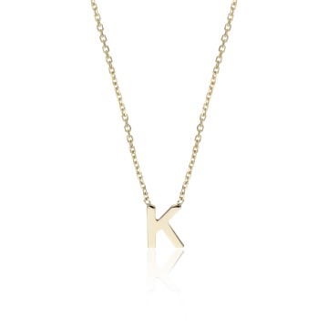 9ct Yellow Gold 'K' Letter Necklace