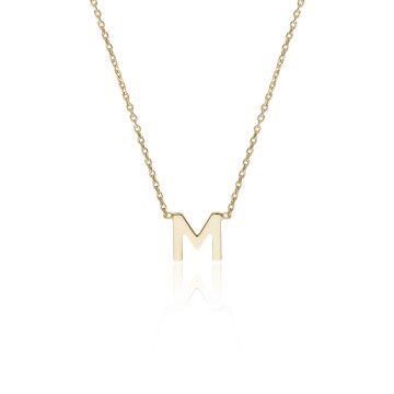 9ct Yellow Gold 'M' Letter Necklace