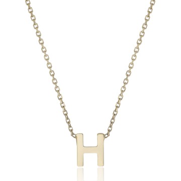 9ct Yellow Gold 'H' Necklace