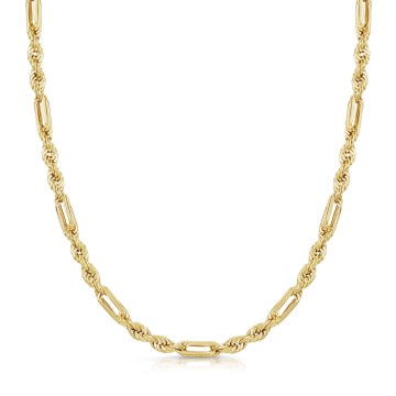 9ct Yellow Gold Hollow Diamond Cut Figarope 20" Chain