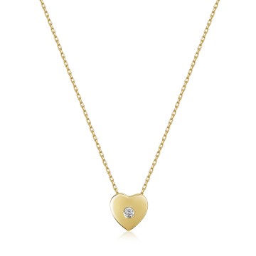 9ct Yellow Gold Cubic Zirconia Slider Heart Adjustable Necklace