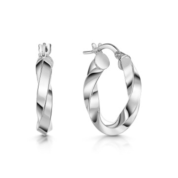 9ct white gold twist hoops
