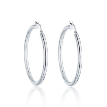 9ct White Gold Large Hoop Earrings
