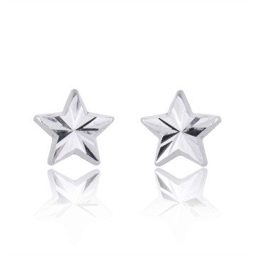 9ct White Gold Star Stud Earrings