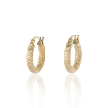 9ct Yellow Gold Diamond Cut Hoop Earrings