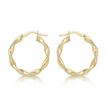 9ct Yellow Gold Creole Twist 22mm Hoop Earrings