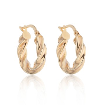 9ct Yellow Gold Plain Twist Hoop Earrings