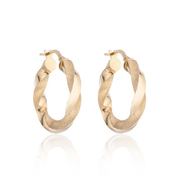 9ct Yellow Gold Textured Twist Hoop Earrings