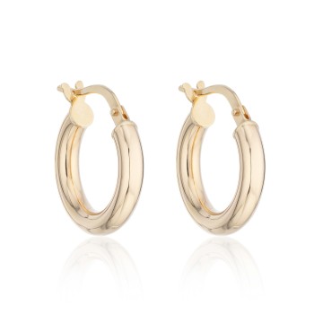 9ct Yellow Gold Plain Tubular Hoop Earrings