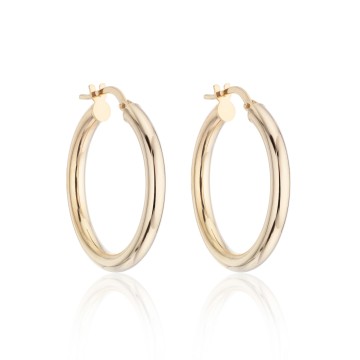 9ct Yellow Gold Plain Tubular Hoop Earrings