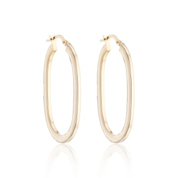 9ct Yellow Gold Oval Hoop Earrings
