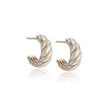 9ct Yellow Gold Twist Dome Hoop Earrings