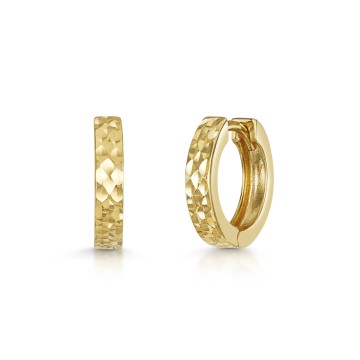 9ct Yellow Gold 12.5mm Diamond Cut Tube Hoop Earrings