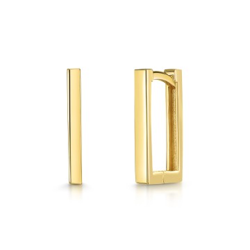 9ct Yellow Gold 13.5mm x 1.5mm Rectangular Hoop Earrings