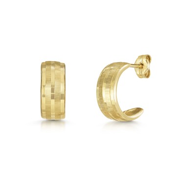 9ct Yellow Gold Textured Open Hoop Earrings