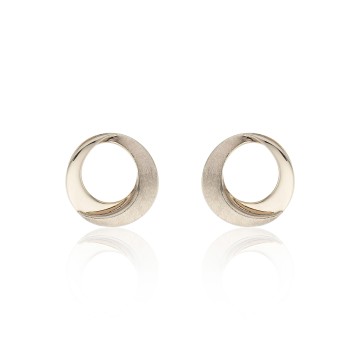 9ct Yellow Gold Brushed Open Circle Stud Earrings