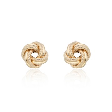 9ct Yellow Gold Textured Knot Stud Earrings