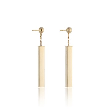 9ct Yellow Gold Bar Drop Earrings