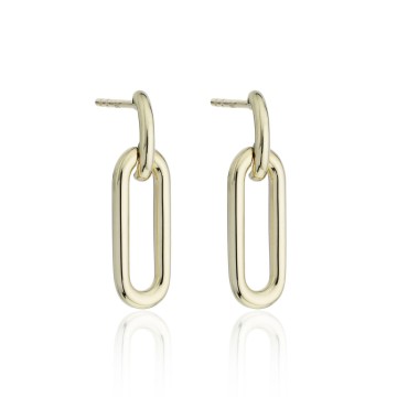 9ct Yellow Gold Paperclip Link Style Drop Earrings