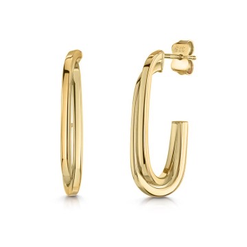 9ct Yellow Gold Colour Open Oval Hoop Earrings