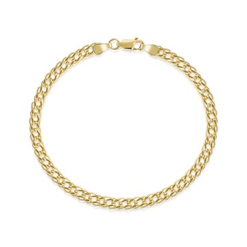 9ct Yellow Gold Diamond Cut Double Curb Bracelet