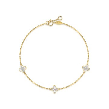 9ct Yellow Gold Mother of Pearl Clover Bracelet