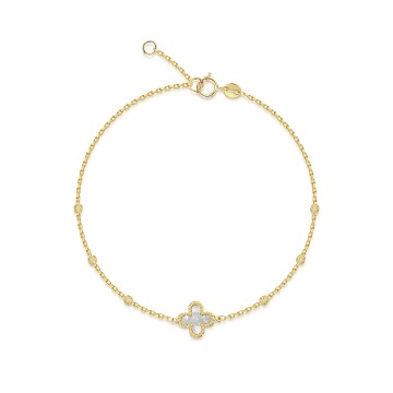 9ct Yellow Gold Mother of Pearl Clover Bracelet 