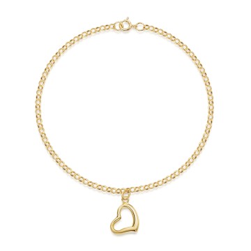 9ct Yellow Gold Polished Open Heart Bracelet