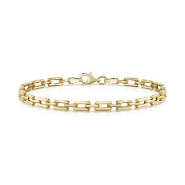 9ct Yellow Gold Square Link Chain Bracelet