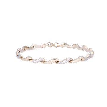 9ct Yellow And White Gold Wave Link Bracelet