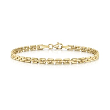 9ct Yellow Gold Square Link Chain Bracelet