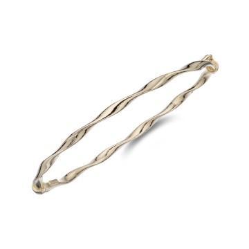 9ct Yellow Gold Plain Twist Bangle