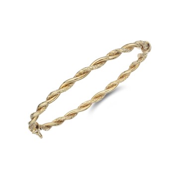 9ct Yellow Gold Double Twist Plain and Textured Bangle