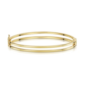 9ct Yellow Gold Double Square Tube Bangle