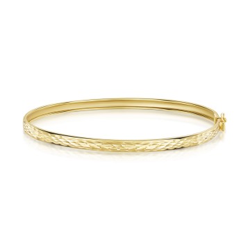 9ct Yellow Gold 4mm Diamond Cut Bangle