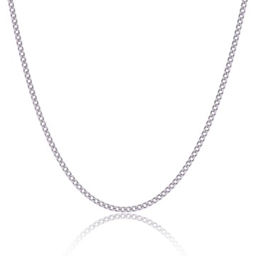 9ct White Gold 1.2mm Diamond Cut 18-20inch Curb Chain