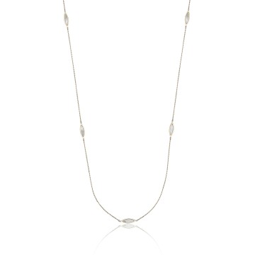 9ct Yellow Gold Marquise Mother-of-Pearl Long Chain Necklace