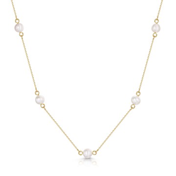 9ct Yellow Gold 6mm Pearl Adjustable Necklet