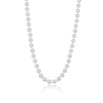 18ct White Gold Freshwater Pearl 7-8mm Beaded Necklace