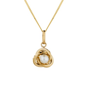 9ct Yellow Gold Fancy Knot Pearl Pendant