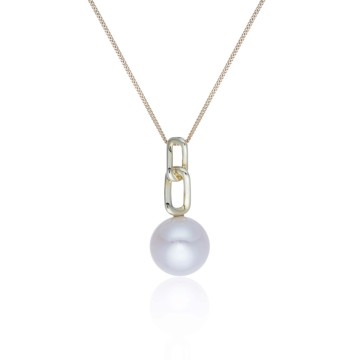 9ct Yellow Gold Freshwater Bouton Link Drop Pendant