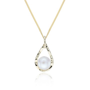 9ct Yellow Gold Pearl Teardrop Pendant