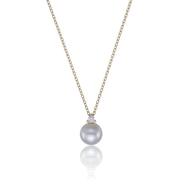 9ct Yellow Gold Cubic Zirconia and Pearl Pendant
