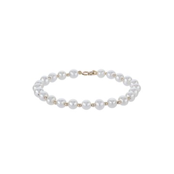 14ct Yellow Gold Bead And Ball Pearl Bracelet