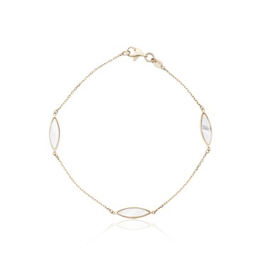 9ct Yellow Gold Mother-of-Pearl Marquise Station Bracelet