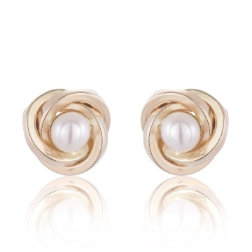 9ct Yellow Gold Pearl Knot Stud Earrings