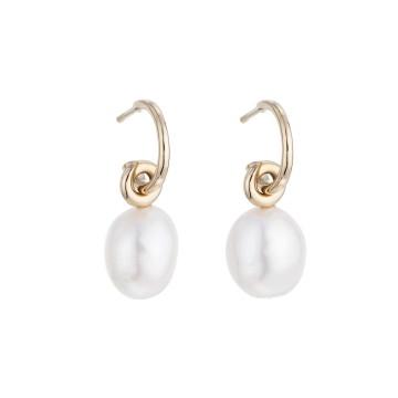 14ct Yellow Plated Silver Pearl Drop Earrings