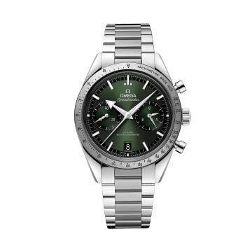 Omega Speedmaster 57 Mens Watch O33210415110001 Green Dial Steel Bracelet
