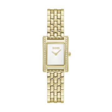 BOSS Lucy Precious Gold Tone Crystal Rectangle Ladies Watch 1502815